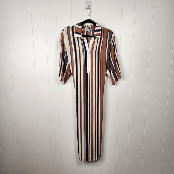 The Dress Forum Striped Midi Summer Classic Vacation Resort Elbow Sleeves Medium - Picture 4 of 13